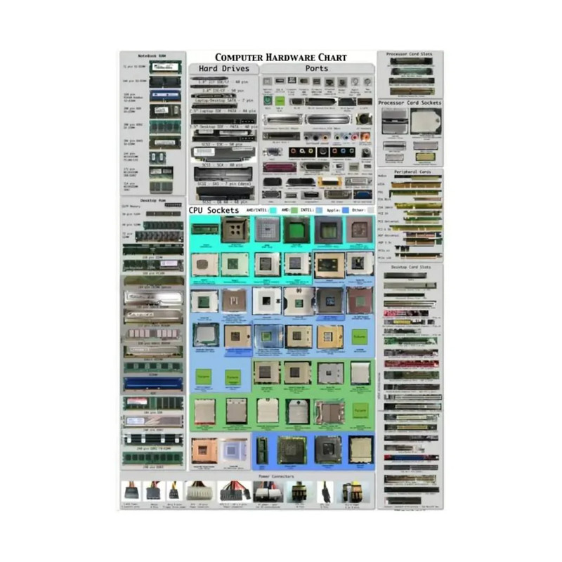 Computer  Hardware Chart Wall Art Poster  (50x70cm) - 1 Piece - ملصق